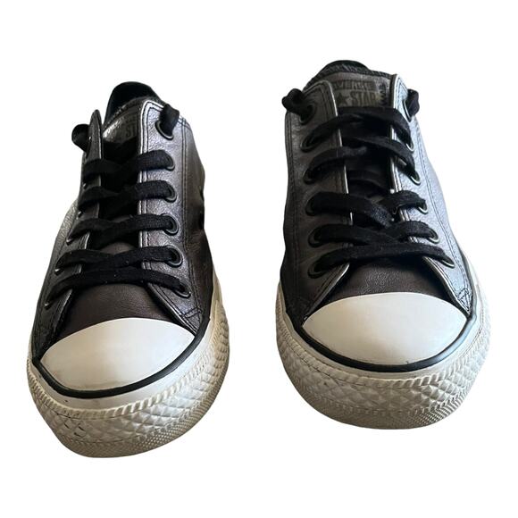 CONVERSE All Star Metallic Gray Leather Chuck Taylor Sneakers 544924C Shoes Sz 8 - Picture 5 of 12